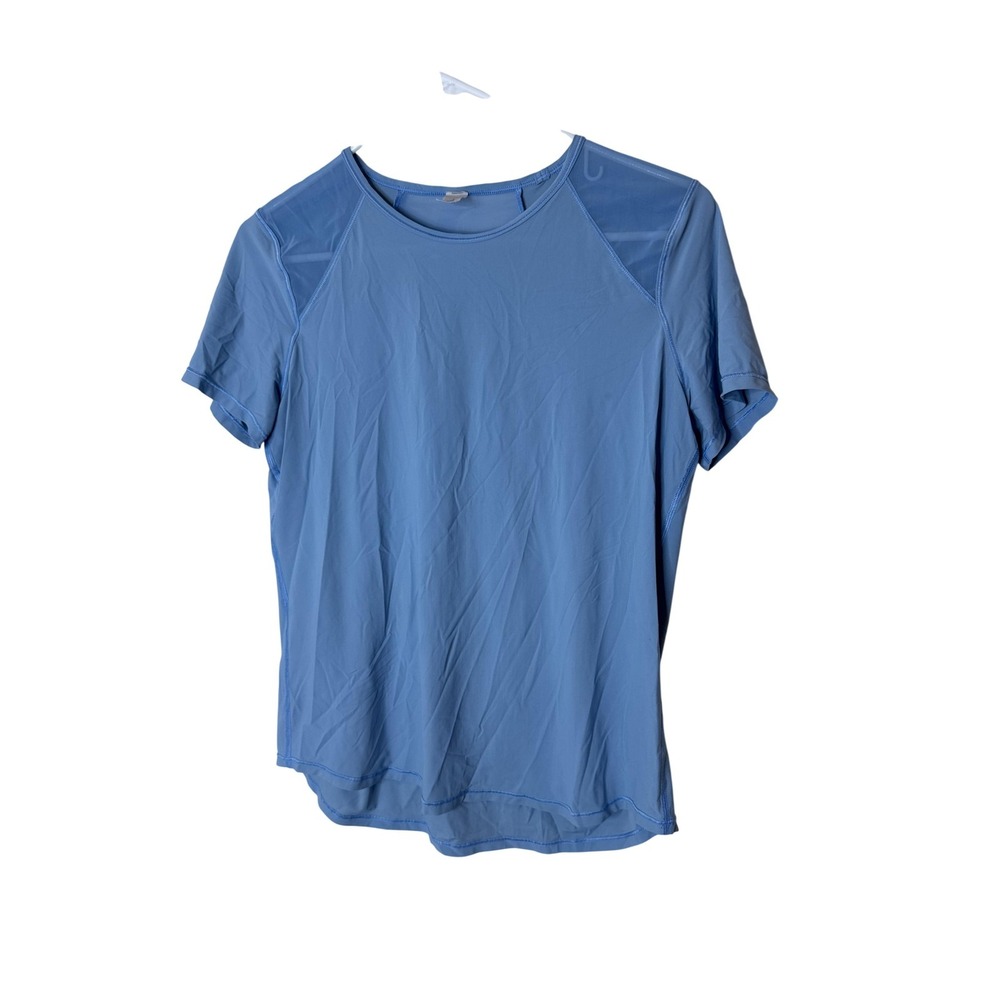 Lululemon Shirt‎ Womens 6 Blue Mesh Back Short Sleeve Lightweight Athletic Gym